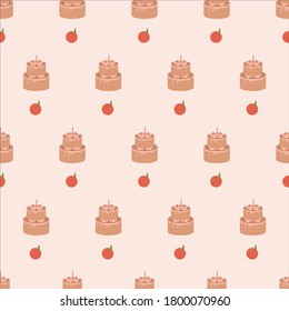 cute cake seamless pattern  in earth tone color. Can use for print, template, fabric, presentation, textile, banner, poster, wallpaper, digital paper
