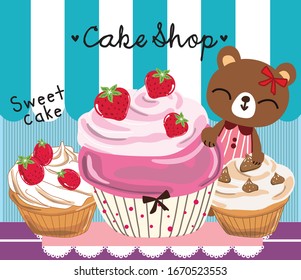 cute cake shop illustration set