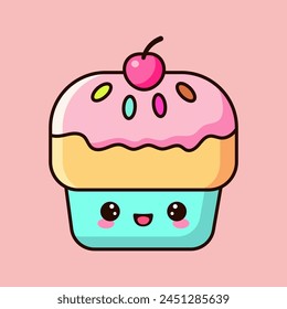 Cute cake vector icon illustration