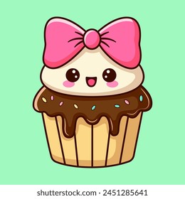 Cute cake vector icon illustration