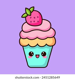 Cute cake vector icon illustration