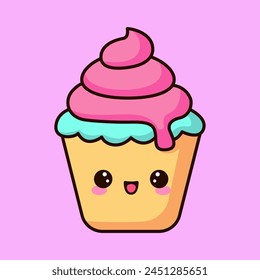 Cute cake vector icon illustration