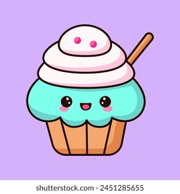 Cute cake vector icon illustration