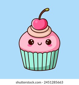 Cute cake vector icon illustration