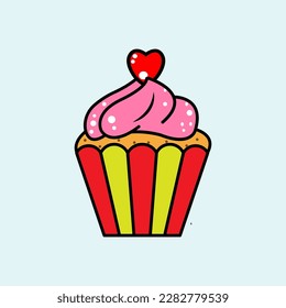 Cute Cake Vector Illustration einzeln auf blauem Hintergrund.	
