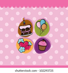 cute cakes and balloons background for birthday and others occasions