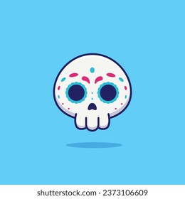 Cute calavera sugar skull cartoon vector illustration day of the dead concept icon isolated