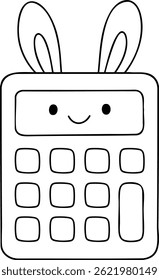 A Cute calculator with bunny ears and smiling face, perfect for kids learning