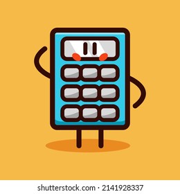 Cute calculator cartoon vector icon illustration 