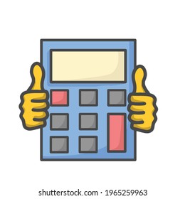 Cute Calculator Character Flat Cartoon Vector Template Design Illustration