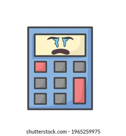 Cute Calculator Character Flat Cartoon Vector Template Design Illustration