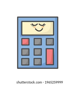 Cute Calculator Character Flat Cartoon Vector Template Design Illustration