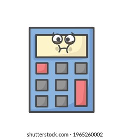 Cute Calculator Character Flat Cartoon Vector Template Design Illustration