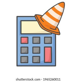 Cute Calculator Character Flat Cartoon Vector Template Design Illustration