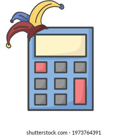 Cute Calculator Character Flat Cartoon Vector Template Design Illustration