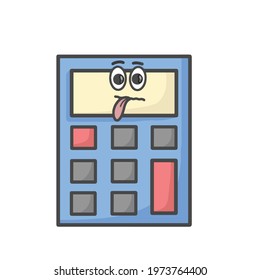 Cute Calculator Character Flat Cartoon Vector Template Design Illustration
