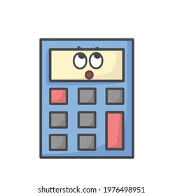 Cute Calculator Character Flat Cartoon Vector Template Design Illustration