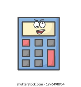 Cute Calculator Character Flat Cartoon Vector Template Design Illustration