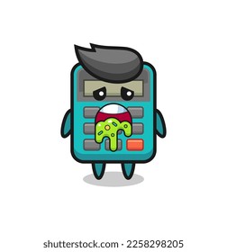 the cute calculator character with puke , cute style design for t shirt, sticker, logo element