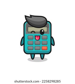 cute calculator character in sweet expression while sticking out her tongue , cute style design for t shirt, sticker, logo element