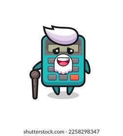 cute calculator grandpa is holding a stick , cute style design for t shirt, sticker, logo element
