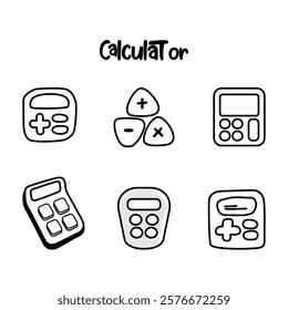 cute calculator icon vector design black white