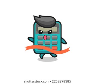 cute calculator illustration is reaching the finish , cute style design for t shirt, sticker, logo element