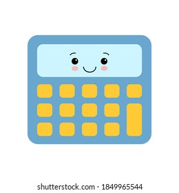 Cute calculator kawaii character isolated icon vector illustration design