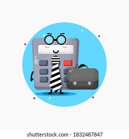 Cute calculator mascot leaves for work