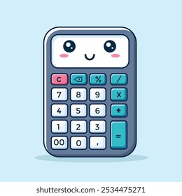 Calculadora Bonita Sorriso Ícone Vetor Ilustração. Vetor Premium Isolado do Conceito de Ícone de Negócios Financeiros. Estilo de Desenho Animado Plano