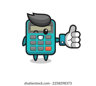 cute calculator with social media thumbs up symbol , cute style design for t shirt, sticker, logo element