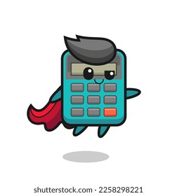 cute calculator superhero character is flying , cute style design for t shirt, sticker, logo element