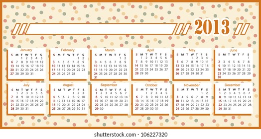 cute calendar 2013 (week starts on Sunday)