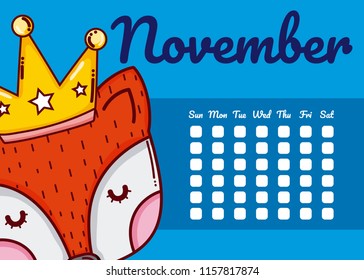 Cute calendar with animals