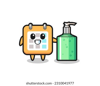 cute calendar cartoon with hand sanitizer , cute style design for t shirt, sticker, logo element