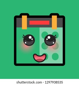cute "calendar" cartoon images with a funny expression, isolated with solid colored background.