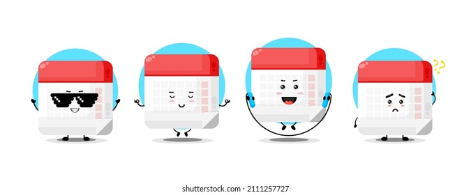 Cute calendar character collection vector design