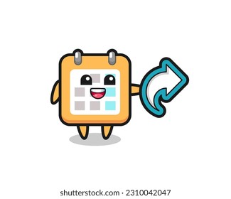 cute calendar hold social media share symbol , cute style design for t shirt, sticker, logo element
