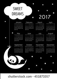 Cute calendar for the New Year 2017