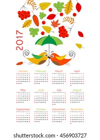 Cute calendar for the New Year 2017