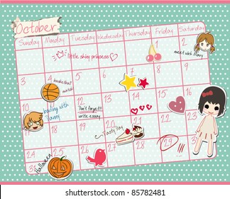 Cute Calendar/ October 2011