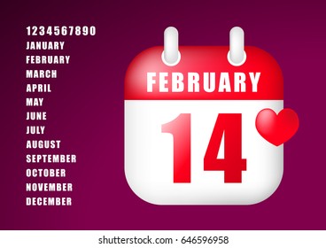 Cute Calendar on Black Background. Isolated Vector Illustration 