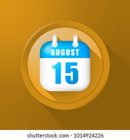 Cute Calendar on Color Button on Color Background . Isolated Vector Illustration 