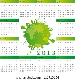 Cute calendar on New Year 2013 with globe
