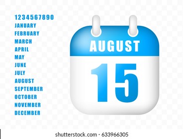 Cute Calendar on White Background. Isolated Vector Illustration 