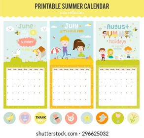 Cute Calendar Template for 2016. Beautiful Diary with Vector Character and Funny Illustrations Animals and Kids. Trendy Season Holidays Backgrounds. Good Organizer and Schedule with place for Notes