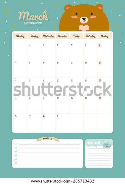 Cute Calendar Template 2016 from image.shutterstock.com