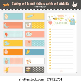 Cute Calendar Weekly Planner Template for 2016. Beautiful Diary with Vector Character and Funny Kids Illustrations. Spring Season Holidays Backgrounds. Organizer and Schedule with place for Notes