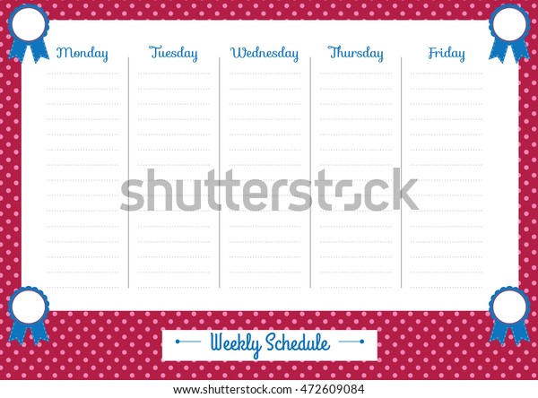 cute calendar weekly planner template illustration stock برنامه ریز هفتگی برنامه نویسی تقویم