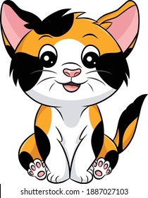 Cute Calico Cat Cartoon vector illustration